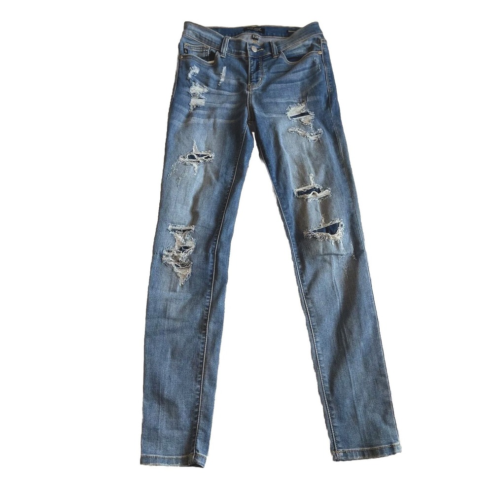 Judy Blue Womens‎ Distressed Skinny Fit Blue Jeans Size 5 Destroyed Ripped